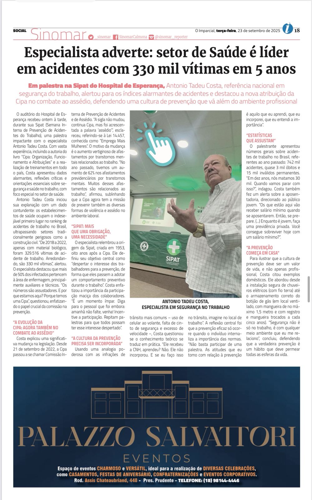 Antonio Tadeu Costa - Matéria no Jornal O Imparcial